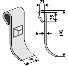 Fléau large 195 mm pour broyeur UGELØSE 43122 adaptable