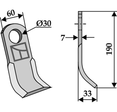 Couteau-Y pour broyeur 190x60mm AGROMET adaptable - Blacksteel©