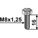 Sechskantschraube M8x1,25x16 ohne Mutter - galvanisch verzinkt