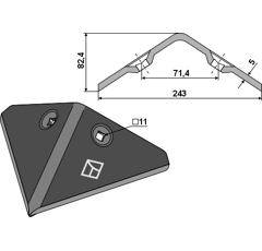 Soc buttoir 243mm pour bineuse MASCHIO / GASPARDO G23410118R adaptable - BlackSteel©
