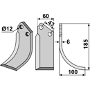 Fräsmesser Rechts 185 x 60 Agria Nachbau