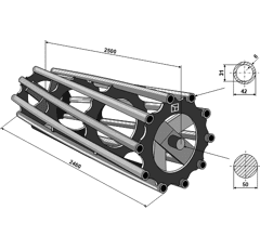 Tube 2460 mm pour rouleau packer adaptable - BlackSteel©