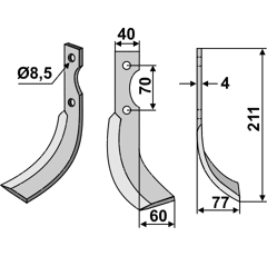 Fräsmesser Rechts 211 x 40 S.E.P. Nachbau