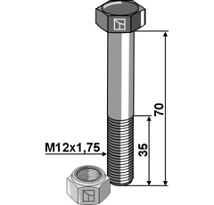 Boulon M12x1,75 x 70 pour broyeur KVERNELAND adaptable - Blacksteel©