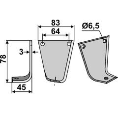 Fräsmesser Links 78 x 83 Gutbrod Nachbau