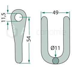 Manille 54 x 49 mm pour broyeur Mc CONNEL adaptable