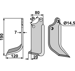 Fräsmesser Links 190 x 80 Ortolan Nachbau