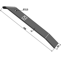 Lame droite 468 mm de cultivateur KERNER adapt. BlackSteel©