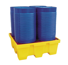 Bac rétention carré 4 fûts caillebotis métal 450 L