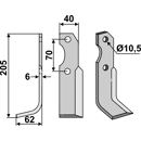 Fräsmesser Links 205 x 40 Brumital-Agris BRU16L Nachbau
