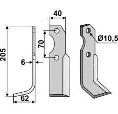 Fräsmesser Links 205 x 40 Brumital-Agris BRU16L Nachbau