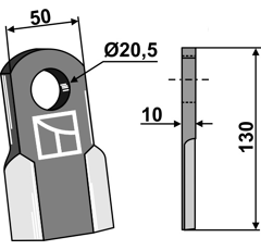 Couteau droit pour broyeur 130x50mm NOBILI adaptable - Blacksteel©