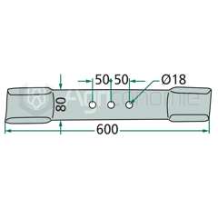 Fléau torsadée 600 mm pour broyeur AEDES adaptable
