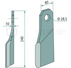 Fléau droite pour broyeur 240x80mmGILBERS 802-001 adaptable 