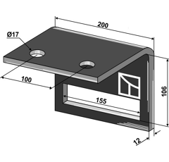 Abrazadera de fijación 200 x 106 x 12 mm adaptable- BlackSteel©