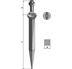 Dent de herse conique au bore 170 x 16  mm adaptable - BlackSteel©