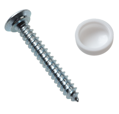 Kennzeichenblechschraube 4,8x32 mit weißer PVC-Kappe - 100 Stk.