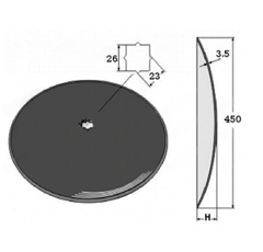 Disque lisse ∅450x3,5 pour cover crop 23 / 26 adaptable