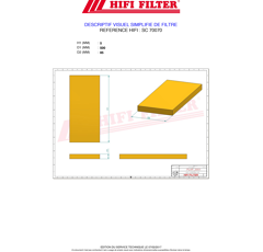 Filtre à air adaptable HIFI FILTER SC70070