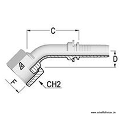 Pressnippel Bogen 45° DN25IL11116ORFSIG45 Alfagomma