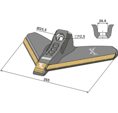 Soc triangulaire carbure 265 mm pour déchaumeur FARMET adaptable