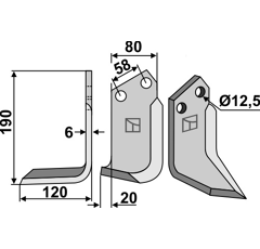 Fräsmesser 190x80mm, links - 3426 | Sauerburger - Nachbau