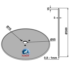 Coutre circulaire lisse Ø 300 x 5 mm pour charrue adaptable - Blacksteel©