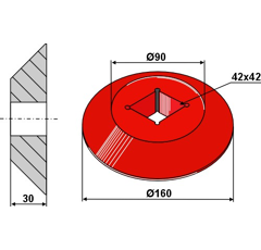 Flansch Ø 160 mm - 42 x 42 mm Nachbau  
