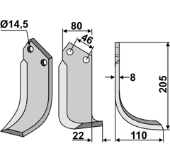 Fräsmesser Rechts 205 x 80 Breviglieri, Dondi, Maletti Nachbau