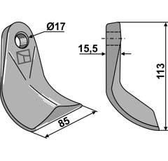 Couteau pour broyeur 113x85mm GRAMEGNA adaptable - Blacksteel©