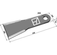 Fléau 330 x 10 mm pour broyeur SPEARHEAD 7770755 adaptable
