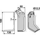 Fräsmesser Links 180 x 80 Agritalia, CRR01L Carraro Nachbau
