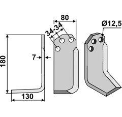 Fräsmesser Links 180 x 80 Agritalia, CRR01L Carraro Nachbau