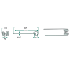 Dents gauche pour faneuse KUHN 58740600 adaptable