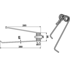 Diente para rastrillo henificador izqdo. LELY-FACO-LOTUS 4101500580 GW131G NM adaptable