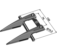 Doigt double pour barre de coupe DEUTZ-FAHR 1111306023600 adaptable - BlackSteel©