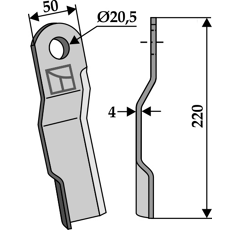 Couteau gauche pour broyeur 220x50mm STAIGER adaptable - Blacksteel©