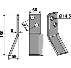 Rotorzinken,  A Links 180 x 60 Massano Nachbau