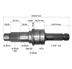 Arbre prise de force pour tracteur FORD 89843942 adaptable