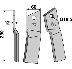 Lame gauche pour Fraise/Rotavator HOWARD 653828 adaptable -