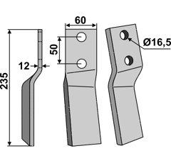 Rotorzinken,  A Links 235 x 60 Howard Nachbau