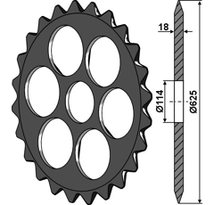 Disco dentado Ø 625 mm para rodillo desterronador DAL-BO 15395 adaptable
