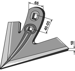 Soc à patte d'oie 250 x 10 mm pour cultivateur adaptable