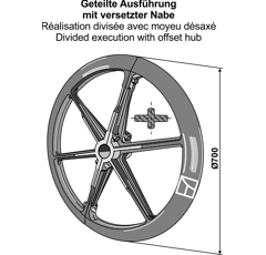 Roue packer Ø 700 mm 40° pour rouleau adaptable - BlackSteel©