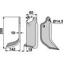 Fräsmesser Links 209 x 80 Maschio Nachbau