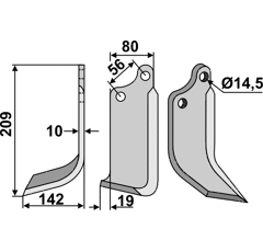 Fräsmesser Links 209 x 80 Maschio Nachbau