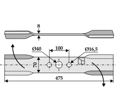 Couteau droit pour faucheur 475 x 100 mm ILMER adaptable - Blacksteel©