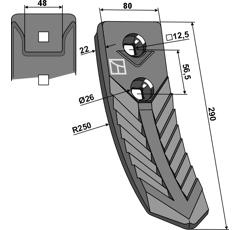 Pointe 290 mm pour déchaumeur HORSCH 34060850 adaptable - BlackSteel©