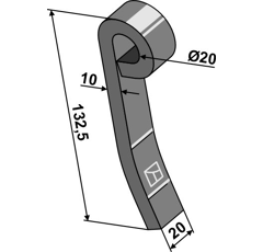 Fléau pour broyeur 132,5x20mm KVERNELAND A137177700 adaptable - Blacksteel©