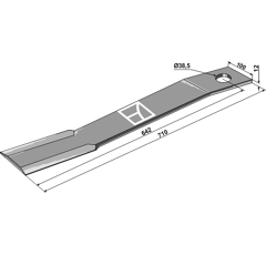 Fléau 710 x 100 x 12 mm pour broyeur SCHULTE 401024 adaptable